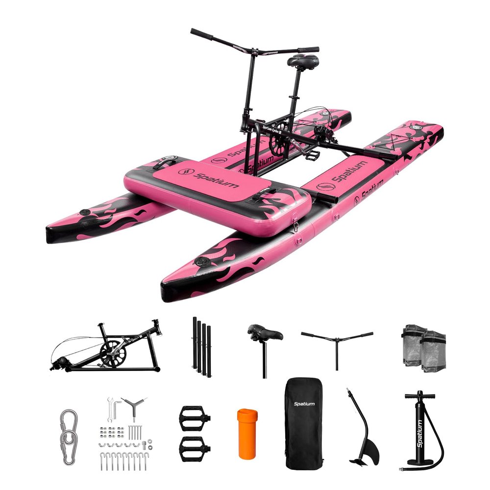 OTELETE Water Bikes 2.0 Inflatable Water Bikes for Lake Inflatable Floating Water Bicycle Enjoy Fun Water Sports(Pink Black+Mat)