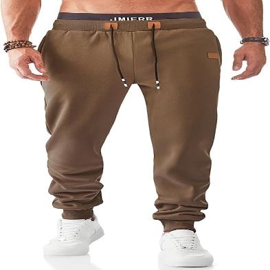 JMIERR Mens Fleece Sweatpants with Drawstring and Zip Pockets Tapered Track Gym Running Joggers Sweat Pants Athletic Trousers, XL, Desert Palm