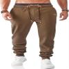 JMIERR Mens Fleece Sweatpants with Drawstring and Zip Pockets Tapered Track Gym Running Joggers Sweat Pants Athletic Trousers, XL, Desert Palm view 1