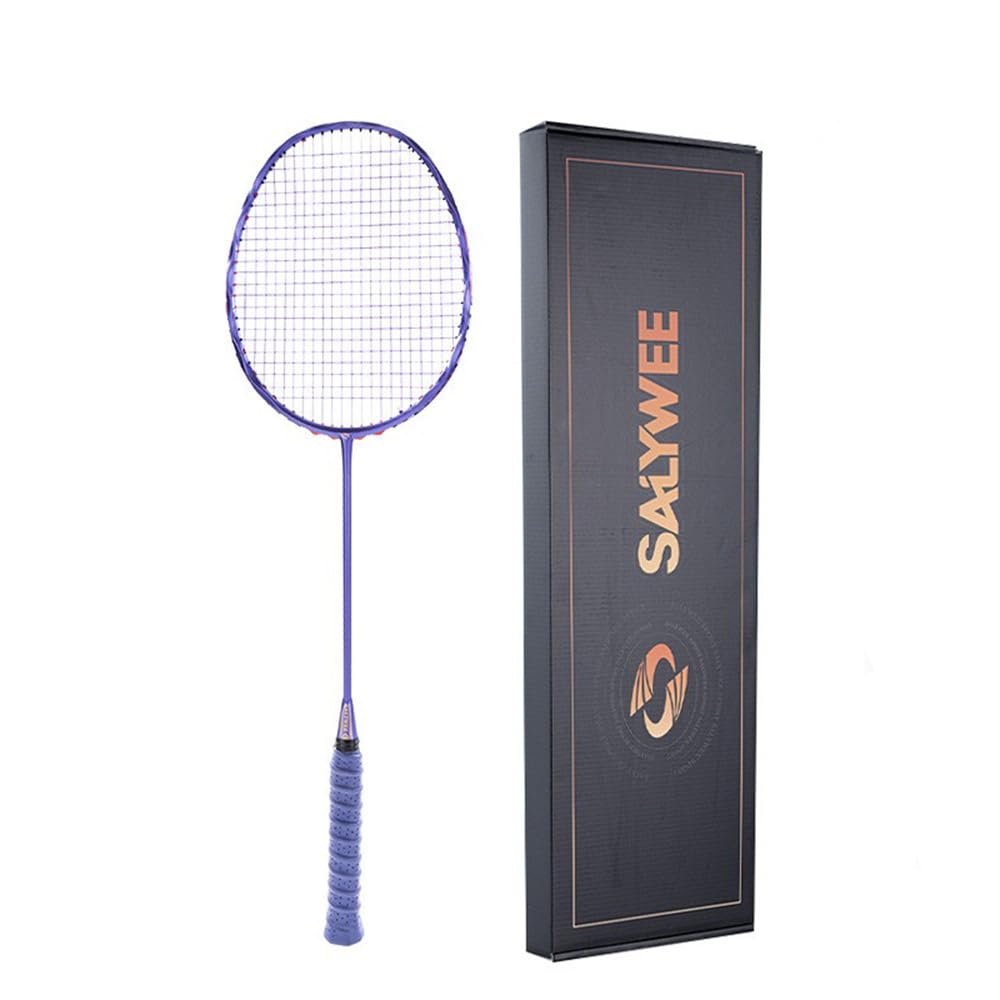 FTFTYFJ Badminton Racket Set, 5U Professional Badminton Racket Set for Adults, Lightweight Badminton Equipment Sweat Absorbent for Adults (1 pc,Purple)