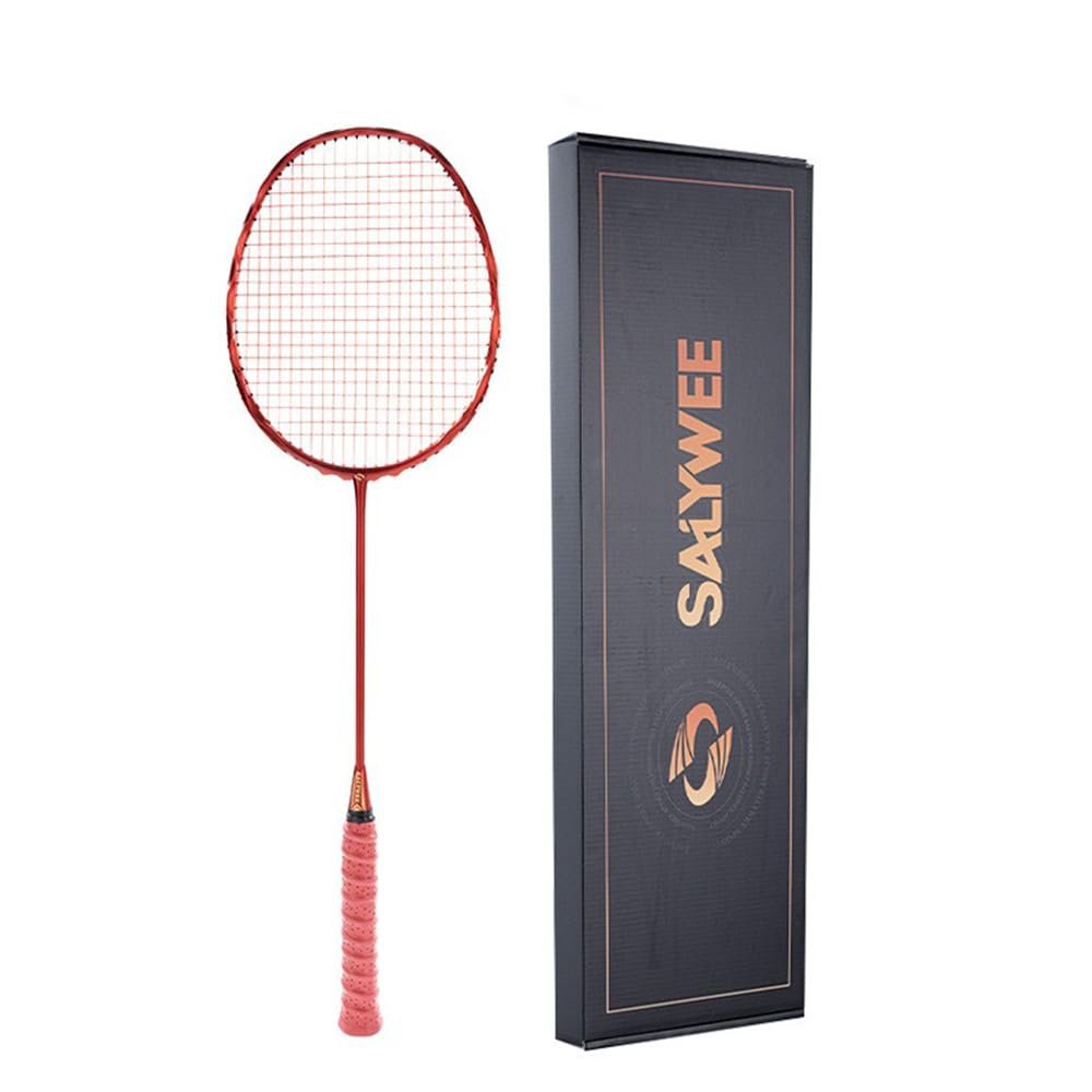 FTFTYFJ Badminton Racket Set, 5U Professional Badminton Racket Set for Adults, Lightweight Badminton Equipment Sweat Absorbent for Adults (1 pc,Red)