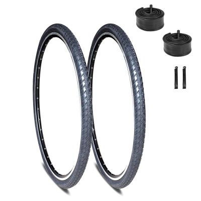 700x35c/700x38c Bike Tire and Inner Tube Set with 2 Levers,60 TPI Puncture Proof Bicycle Replacement Accessories,Compatible with Road Mountain Hybrid Trike,48mm Valve