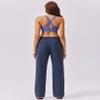 PINSPARK Lady Fleece Straight Legs Sweatpants High Waisted Winter Athletic Pants with Pockets Baggy Thick Drawstring Sweat Pant Navy Regular L view 2