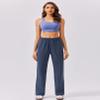 PINSPARK Lady Fleece Straight Legs Sweatpants High Waisted Winter Athletic Pants with Pockets Baggy Thick Drawstring Sweat Pant Navy Regular L view 3