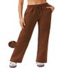 PINSPARK Fleece Sweatpants for Women High Rise Full Length Loose Sweat Pants Casual Winter Athletic Pants with Pockets Brown Petite XXL view 1