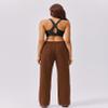 PINSPARK Fleece Sweatpants for Women High Rise Full Length Loose Sweat Pants Casual Winter Athletic Pants with Pockets Brown Petite XXL view 2