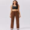 PINSPARK Fleece Sweatpants for Women High Rise Full Length Loose Sweat Pants Casual Winter Athletic Pants with Pockets Brown Petite XXL view 3