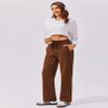 PINSPARK Fleece Sweatpants for Women High Rise Full Length Loose Sweat Pants Casual Winter Athletic Pants with Pockets Brown Petite XXL view 4