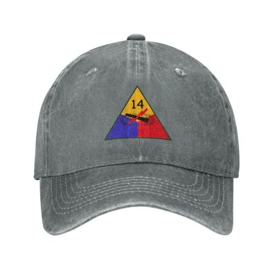 14th Us Armored Division Ssi Baseball Cap for Men Women Vintage Trucker Hat Golf Hats Dad Hat Gray