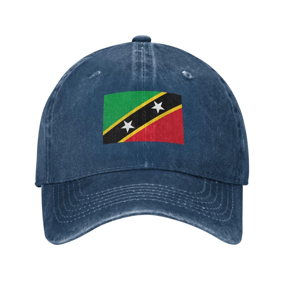 Flag of Saint Kitts and Nevis Baseball Cap for Men Women Vintage Trucker Hat Golf Hats Dad Hat Navy Blue