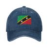 Flag of Saint Kitts and Nevis Baseball Cap for Men Women Vintage Trucker Hat Golf Hats Dad Hat Navy Blue view 1