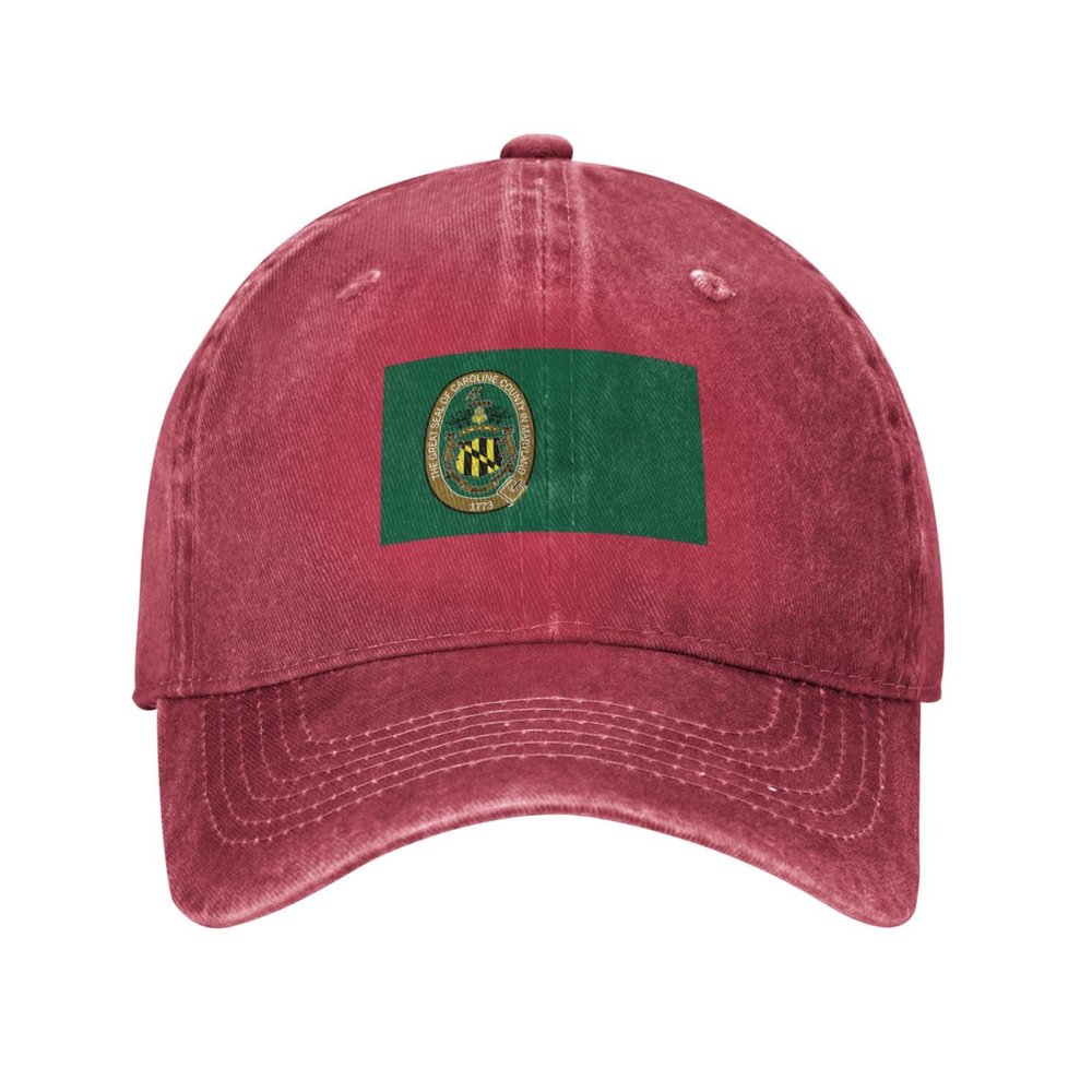 Flag of Caroline County, Maryland Baseball Cap for Men Women Vintage Trucker Hat Golf Hats Dad Hat Red