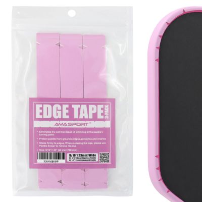 AMA SPORT Pickleball Paddle Edge Guard Tape 3 Pack Protection Tapes 23mm Width Paddle Edge Cover Perfectly Fits Curved Without Wrinkling (Pink)