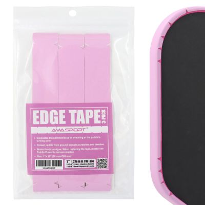 AMA SPORT Pickleball Paddle Edge Guard Tape 3 Pack Edge Protection Tapes 26mm Width Paddle Edge Cover Perfectly Fits Curved Edge Without Wrinkling (Pink)