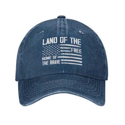 Land of The Free Home of The Brave American Flag Baseball Cap for Men Women Vintage Trucker Hat Golf Hats Dad Hat Navy Blue