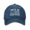 Land of The Free Home of The Brave American Flag Baseball Cap for Men Women Vintage Trucker Hat Golf Hats Dad Hat Navy Blue view 1