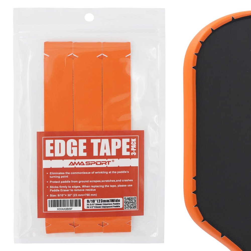 AMA SPORT Pickleball Paddle Edge Guard Tape 3 Pack Protection Tapes 23mm Width Paddle Edge Cover Perfectly Fits Curved Without Wrinkling (Orange)