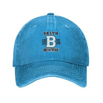 Brooklyn New York Vintage Stamp Print Baseball Cap for Men Women Vintage Trucker Hat Golf Hats Dad Hat Blue