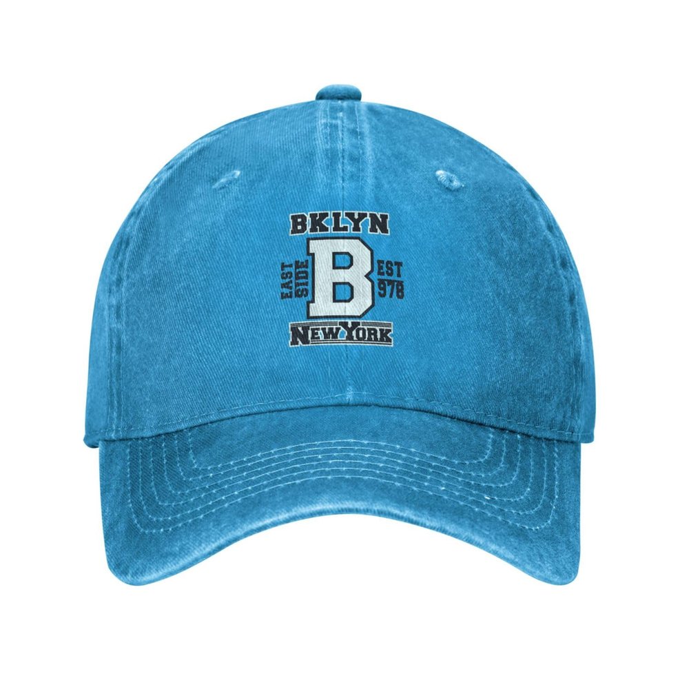 Brooklyn New York Vintage Stamp Print Baseball Cap for Men Women Vintage Trucker Hat Golf Hats Dad Hat Blue