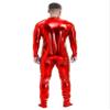 YiZYiF Men's Shiny Metallic Unitard Zentai Zipper Stretchy Bodysuit Long Sleeve One Piece Jumpsuits Red Large view 3