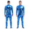 Lejafay Men's Long Sleeve Shiny Metallic Zentai Bodysuit Turtleneck Zipper Unitard Jumpsuits Catsuit Sky Blue 3X-Large view 4