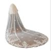 AiberLisha 2 Tier Chapel Length Lace Wedding Bridal Veil Ivory 90inch view 1