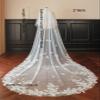 AiberLisha 2 Tier Chapel Length Lace Wedding Bridal Veil Ivory 90inch view 2