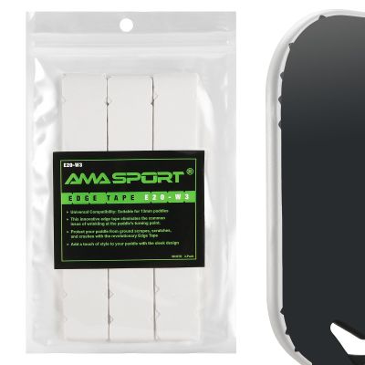 AMA SPORT Pickleball Paddle Edge Guard Tape 3 Pack Protection Tapes 20mm Width Paddle Edge Cover Perfectly Fits Curved Without Wrinkling (White)
