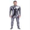 YiZYiF Men's Shiny Metallic Unitard Zentai Zipper Stretchy Bodysuit Long Sleeve One Piece Jumpsuits Grey Large view 2