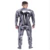 YiZYiF Men's Shiny Metallic Unitard Zentai Zipper Stretchy Bodysuit Long Sleeve One Piece Jumpsuits Grey Large view 3