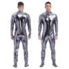 YiZYiF Men's Shiny Metallic Unitard Zentai Zipper Stretchy Bodysuit Long Sleeve One Piece Jumpsuits Grey Large view 4