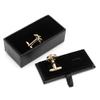 QIXIAMO Faux Leather Travel Cufflinks Rings Storage Box for Case for Cufflinks Luxury Display Jewelry for Case Storage Cuff Link, Black view 4