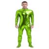 Hedmy Men's Shiny Metallic Unitard Turtleneck Long Sleeve Zentai Suit Jumpsuits Catsuit Dancewear Grass Green XX-Large view 1