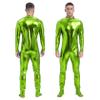 Hedmy Men's Shiny Metallic Unitard Turtleneck Long Sleeve Zentai Suit Jumpsuits Catsuit Dancewear Grass Green XX-Large view 4