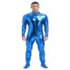 Lejafay Men's Long Sleeve Shiny Metallic Zentai Bodysuit Turtleneck Zipper Unitard Jumpsuits Catsuit Sky Blue X-Large view 1