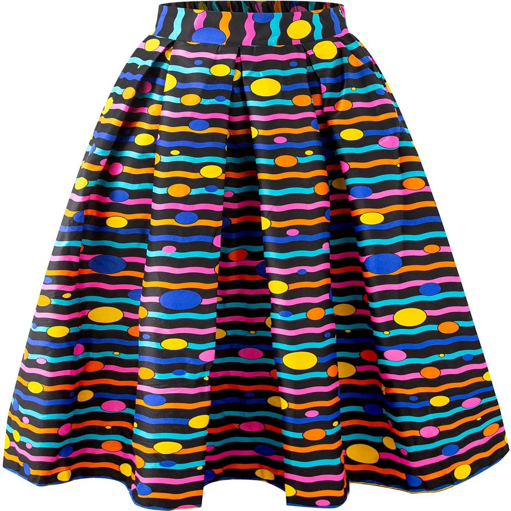 SHENBOLEN Women African Traditional Costume Ankara Print Skirt Dashiki Long Skirts(Small,L)