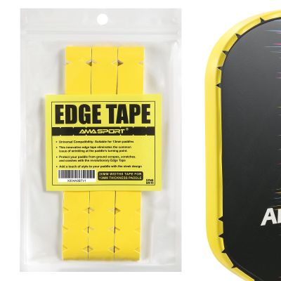 AMA SPORT Pickleball Paddle Edge Guard Tape 3 Pack - 20mm Width Protection Cover Perfectly Fits Curved Edge Without Wrinkling (Yellow)