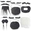 6 Sets Fake Beard Mustaches Self Adhesive Novelty False Beard Whisker Stickers Christmas Masquerade Party Accessories for Costume Halloween Festival Cosplay Facial Supplies Black view 1