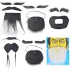 6 Sets Fake Beard Mustaches Self Adhesive Novelty False Beard Whisker Stickers Christmas Masquerade Party Accessories for Costume Halloween Festival Cosplay Facial Supplies Black view 3