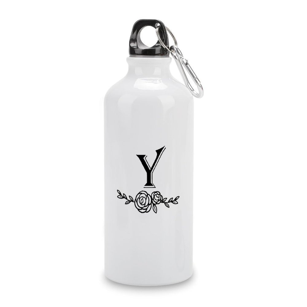 Letter Initial Monogram Y Water Bottles with Carabiner Clip Keeps Hot & Cold Insulated Leakproof Aluminum Sports Bottles Stainless Steel Tumbler for Travel School Work Fitness Gym Outdoor 20 oz