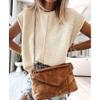 Bestgift Women's Knitted Vest Top Casual Round Neck Loose Sweater Pullover Apricot L view 2