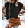 Bestgift Women's Knitted Vest Top Casual Round Neck Loose Sweater Pullover Apricot L view 3