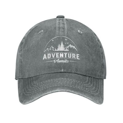 Adventure Awaits Baseball Cap for Men Women Vintage Trucker Hat Golf Hats Dad Hat Gray