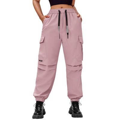 CATHSNNA Baggy Cargo Pants Women High Waisted Parachute Pants Lightweight Hiking Joggers Streetwear with Pockets Pinkish Purple