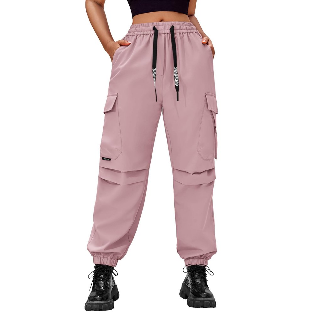 CATHSNNA Baggy Cargo Pants Women High Waisted Parachute Pants Lightweight Hiking Joggers Streetwear with Pockets Pinkish Purple
