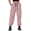 CATHSNNA Baggy Cargo Pants Women High Waisted Parachute Pants Lightweight Hiking Joggers Streetwear with Pockets Pinkish Purple view 1