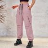 CATHSNNA Baggy Cargo Pants Women High Waisted Parachute Pants Lightweight Hiking Joggers Streetwear with Pockets Pinkish Purple view 2