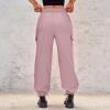 CATHSNNA Baggy Cargo Pants Women High Waisted Parachute Pants Lightweight Hiking Joggers Streetwear with Pockets Pinkish Purple view 3