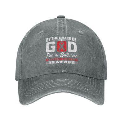 by The Grace of God I-M A Survivor Breast Cancer Survivor Baseball Cap for Men Women Vintage Trucker Hat Golf Hats Dad Hat Gray