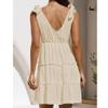Bestgift Casual Sleeveless V-Neck Ruffle Dress Apricot S view 3